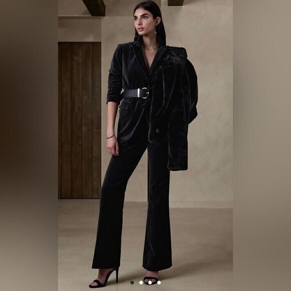 Banana Republic Black High Rise VELVET Bootcut Pant Size 4  MSRP $120 - Picture 1 of 4